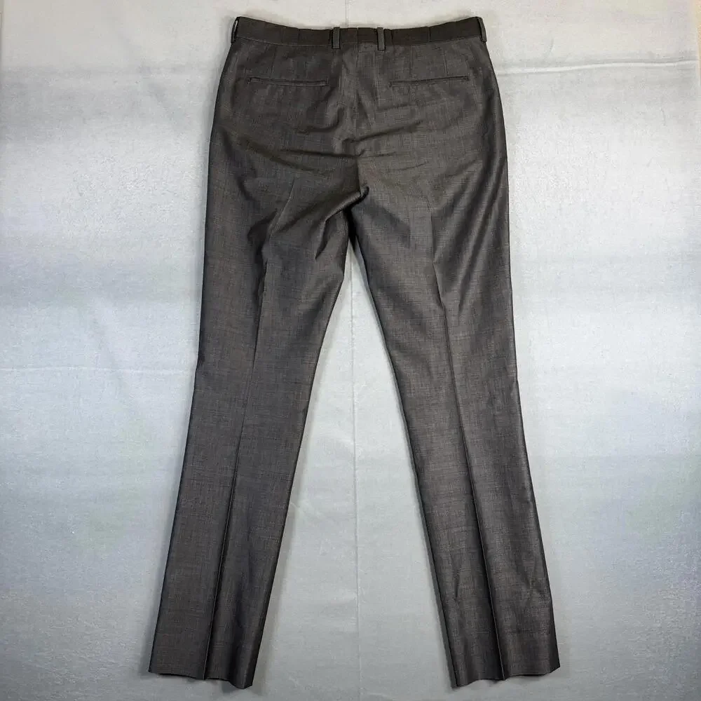 Paul Smith Dress Pants Mens 32x33 Gray Mohair Cotton Blend Slim Flat Front